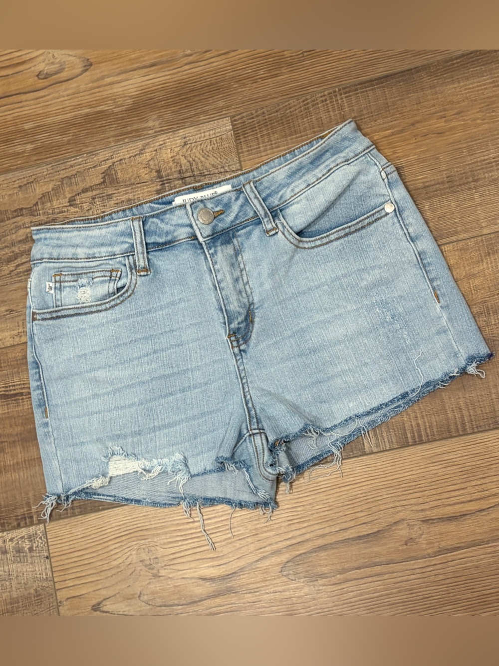 Judy Blue Light Wash Frayed Hem Denim Shorts